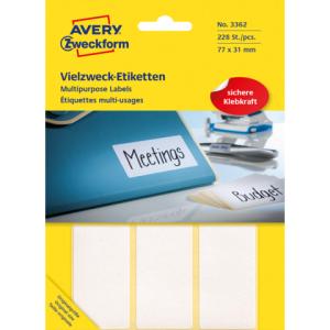 Universal-Etiketten 77x31 mm 28 Blatt 224 Etiketten weiß AVERY ZWECKFORM 3362 (4004182033623)