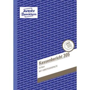 305 Kassenbericht DIN A5, vorgelocht 50 Blatt weiß AVERY ZWECKFORM (4004182003053)