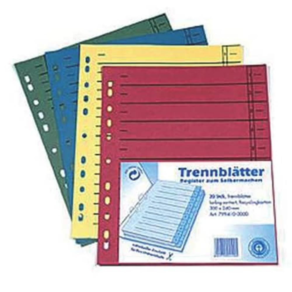 Trennblätter Lochung hinterklebt A4 Überbreite sortiert 20 Stück WEKRE 951009920 (4018924919922)