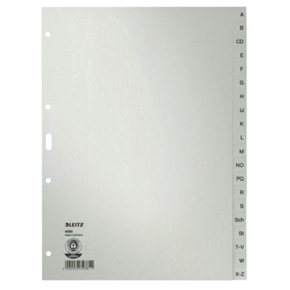 4300 Register A Z Papier A4, 30 cm hoch 20 Blatt grau Leitz 4300-00-85 (4002432328611)