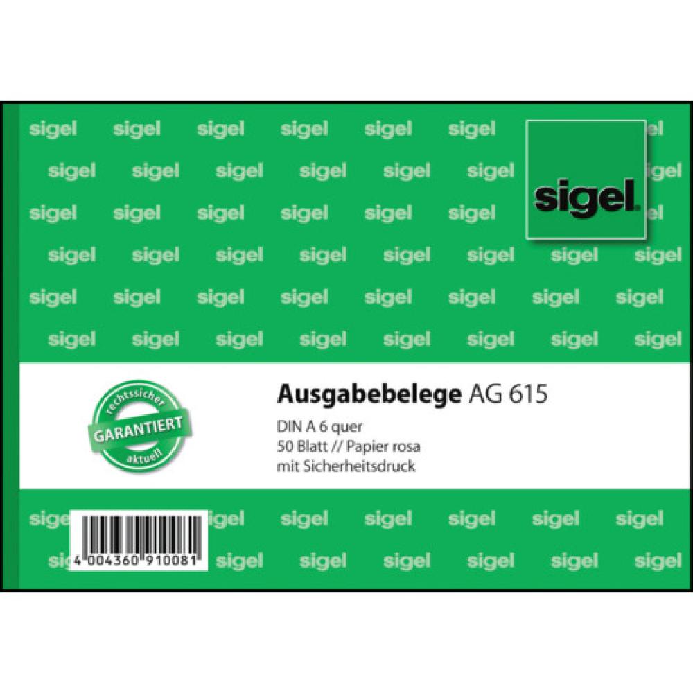 Ausgabebelege A6 quer Papier rosa mit Sicherheitsdruck 50 Blatt SIGEL AG615 (4004360910081)