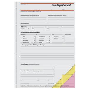 Bautagebuch A4, 1. 2. und 3. Blatt bedruckt SD MP 3x40 Blatt SIGEL SD063 (4004360921735)