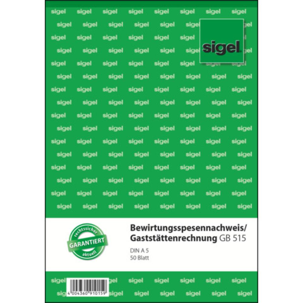 Bewirtungsspesennachweis Gaststättenrechnung A5, 2seitig bedruckt MP 50 Blatt SIGEL GB515 (4004360910159)