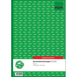 Kassenabrechnungen A4, 1. und 2. Blatt bedruckt SD MP 2x40 Blatt SIGEL SD006 (4004360911125)