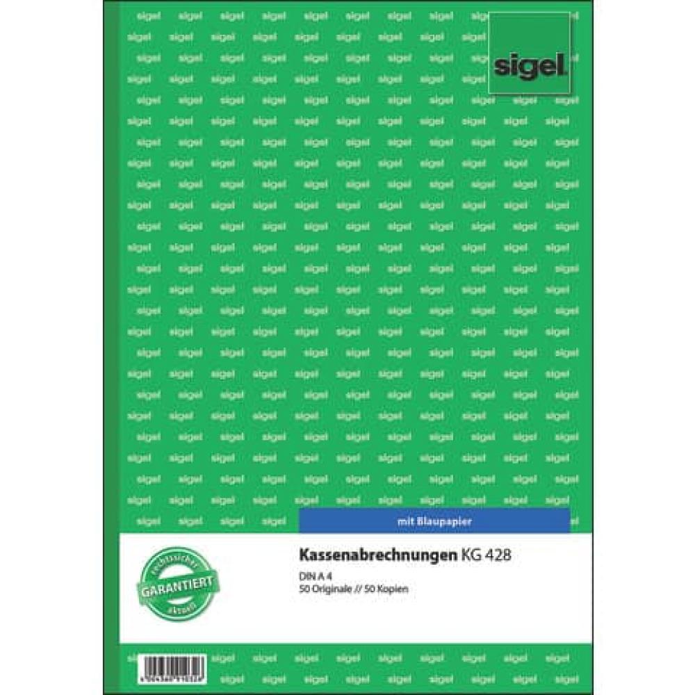 Kassenabrechnungen A4, einfaches Satzbild 1. und 2. Blatt bedruckt 2x50 Blatt SIGEL KG428 (4004360910326)