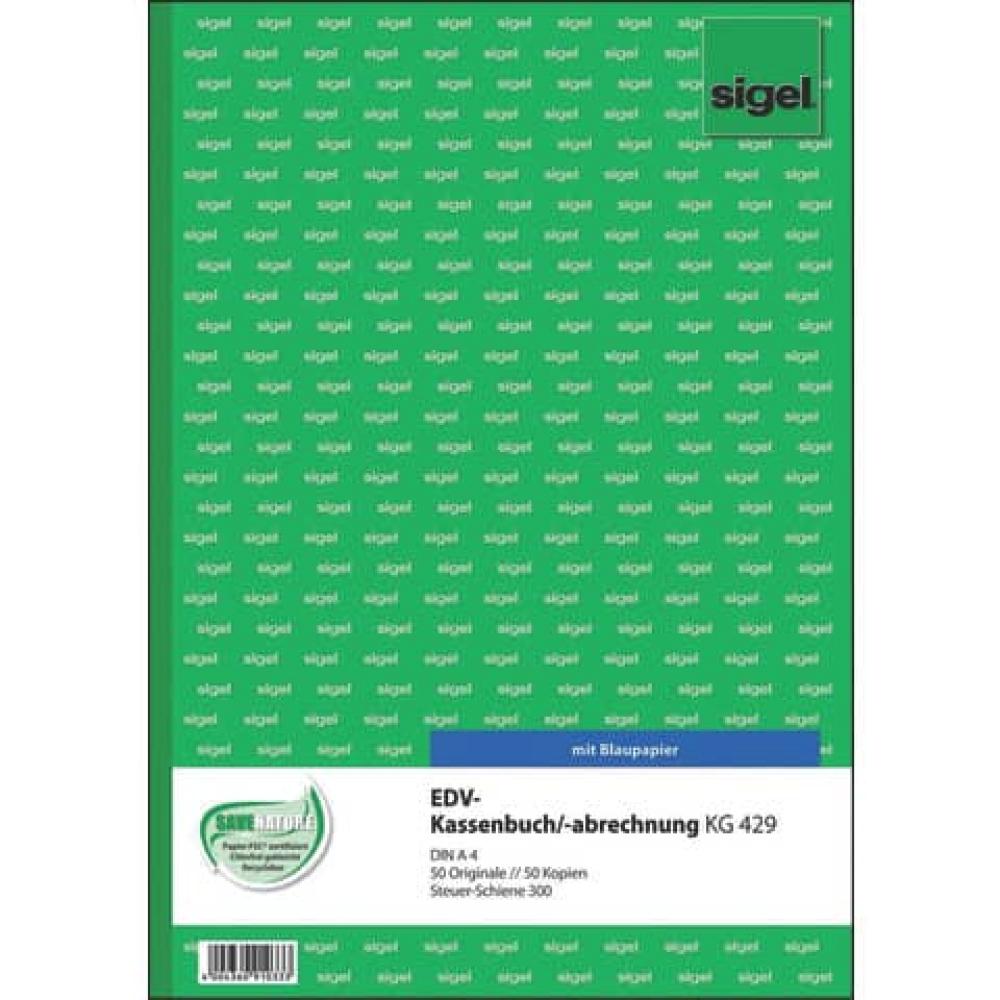 EDV-Kassenbuch Steuerschiene 300 A4, 1. und 2. Blatt bedruckt 2x50 Blatt SIGEL KG429 (4004360910333)