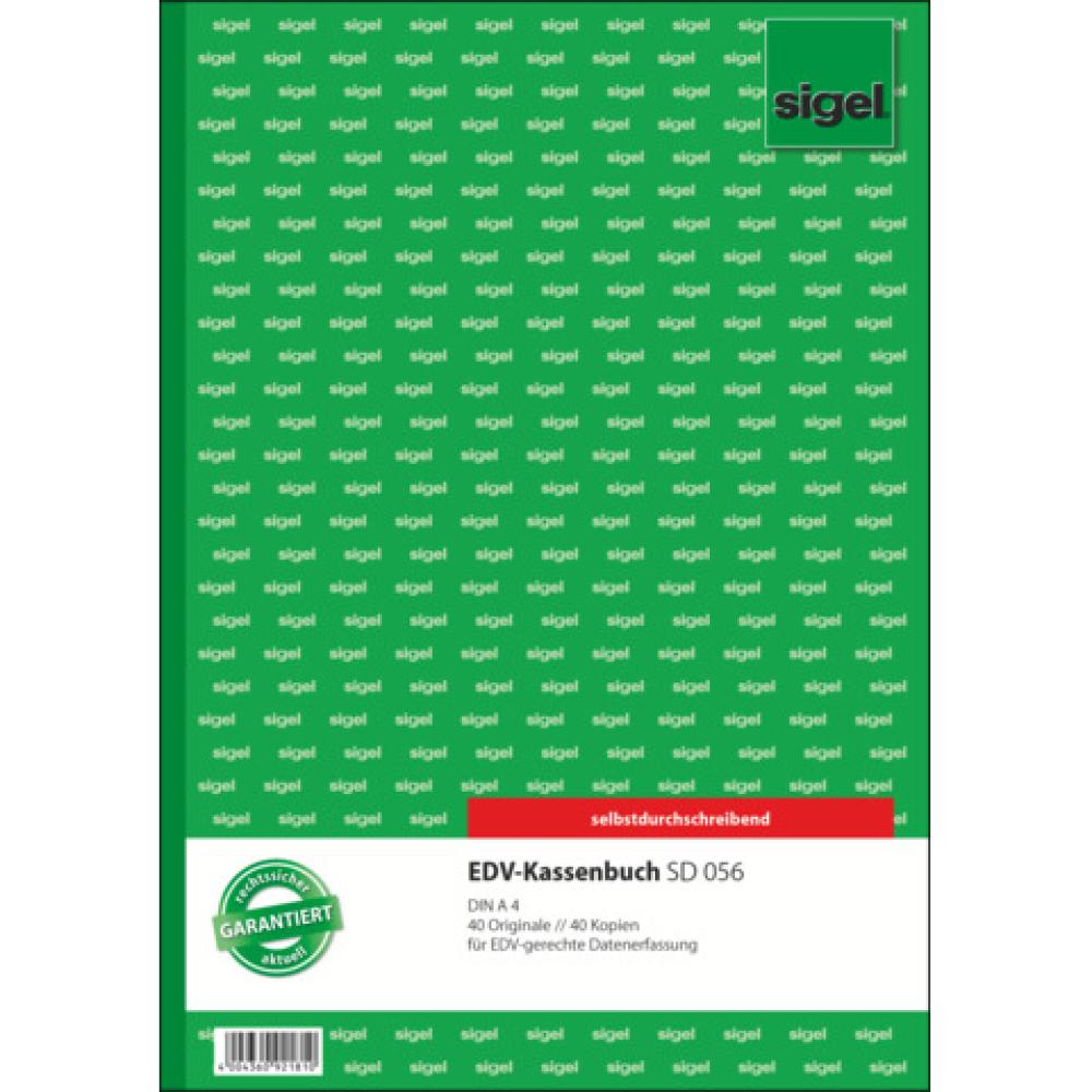 EDV-Kassenbuch A4, 1. und 2. Blatt bedruckt SD MP 2x40 Blatt SIGEL SD056 (4004360921810)