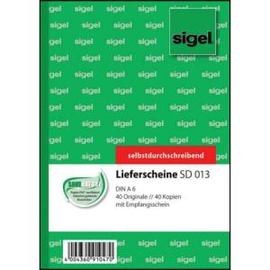 Lieferscheine mit Empfangsschein A6, 1. und 2. Blatt bedruckt SD MP 2x40 Blatt SIGEL SD013 (4004360910470)