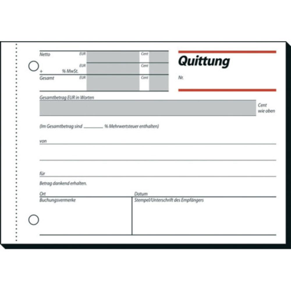 Quittungen mit Sicherheitsdruck A6 quer MP 50 Blatt SIGEL QU615 (4004360910630)