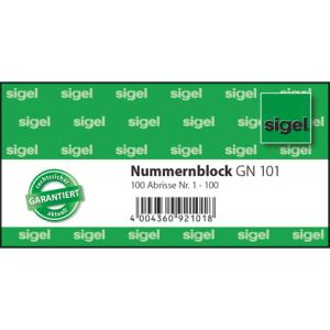 Nummernblock 1-100, 5 farbig sortiert 105x50 mm 100 Blatt SIGEL GN101 (4004360921018)