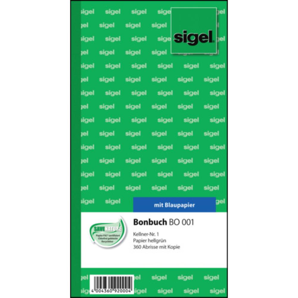 Bonbuch Kellner-Nr. 1 360 Abrisse BL hellgrün 105x200 mm 2x60 Blatt SIGEL BO001 (4004360920004)