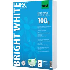 Office Papier BRIGHT WHITE ultraweiß 100 g qm A4, 250 Blatt SIGEL IP125 (4004360998010)