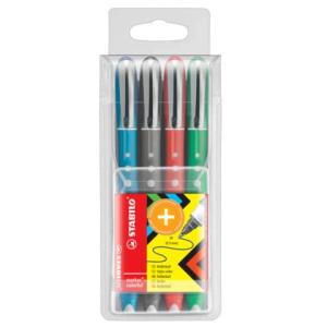 Tintenroller worker+ colorful medium 4er Pack grün rot blau schwarz (sortiert) STABILO 2019/4 (4006381415699)