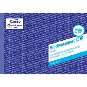 Wochenrapport DIN A5 quer vorgelocht 100 Blatt weiß AVERY ZWECKFORM 1310 (4004182013106)