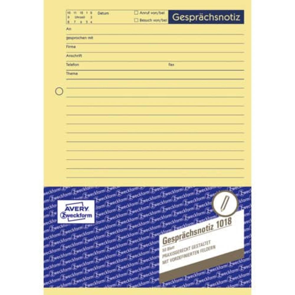 Avery Zweckform Gesprächsnotiz Formularbuch 1018 (4004182010181)
