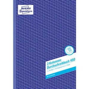 450 Kolonnen-Durchschreibbuch DIN A4, 2 Kolonnen 2x50 Blatt weiß AVERY ZWECKFORM (4004182004500)