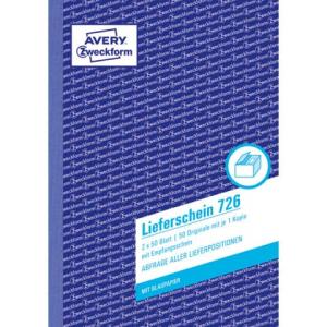 726 Lieferscheine mit Empfangsschein DIN A5, mit Empfangsschein 2x50 Blatt weiß rosa AVERY ZWECKFORM (4004182007266)