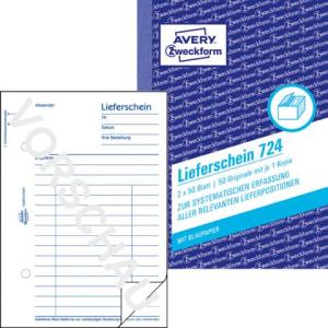 724 Lieferschein DIN A6, vorgelocht 2x50 Blatt weiß AVERY ZWECKFORM (4004182007242)