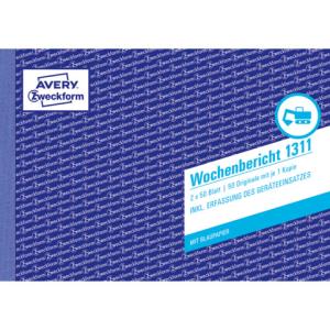 Wochenbericht DIN A5 quer vorgelocht 2x50 Blatt weiß gelb AVERY ZWECKFORM 1311 (4004182013113)