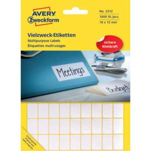Universal-Etiketten 18x12 mm weiß 1.800 Etiketten 25 Blatt permanent AVERY ZWECKFORM 3312 (4004182033128)