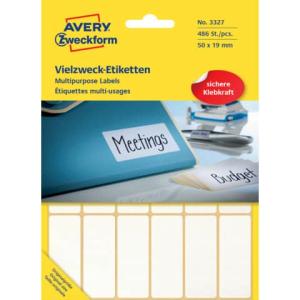 Universal-Etiketten 50x19 mm weiß 486 Etiketten 27 Blatt permanent AVERY ZWECKFORM 3327 (4004182033272)