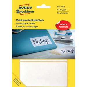 Universal-Etiketten 98x51 mm weiß 84 Etiketten 28 Blatt permanent AVERY ZWECKFORM 3331 (4004182033319)