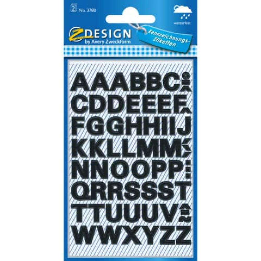 Avery Zweckform Etiketten Aufkleber Sticker Buchstaben schwarz A-Z 28 Stück