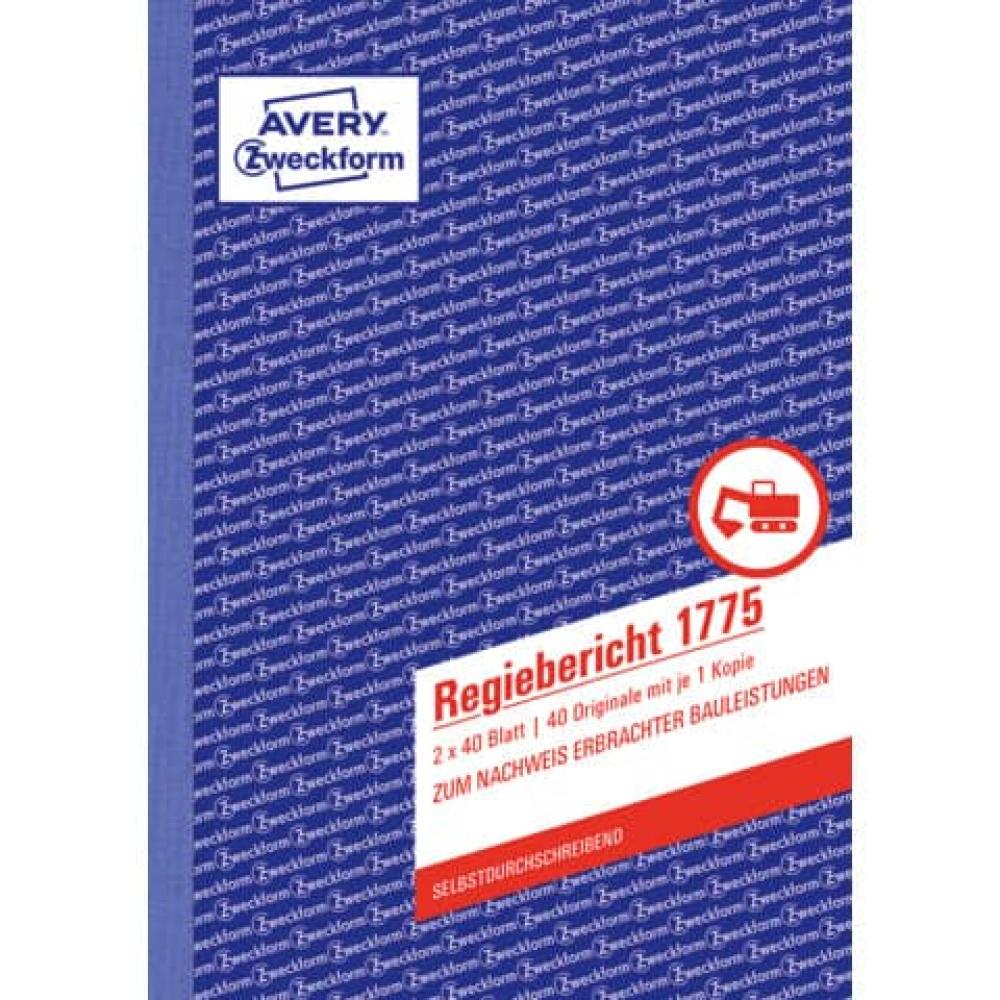 Regiebericht DIN A5, selbstdurchschreibend 2x40 Blatt weiß gelb AVERY ZWECKFORM 1775 (4004182017753)
