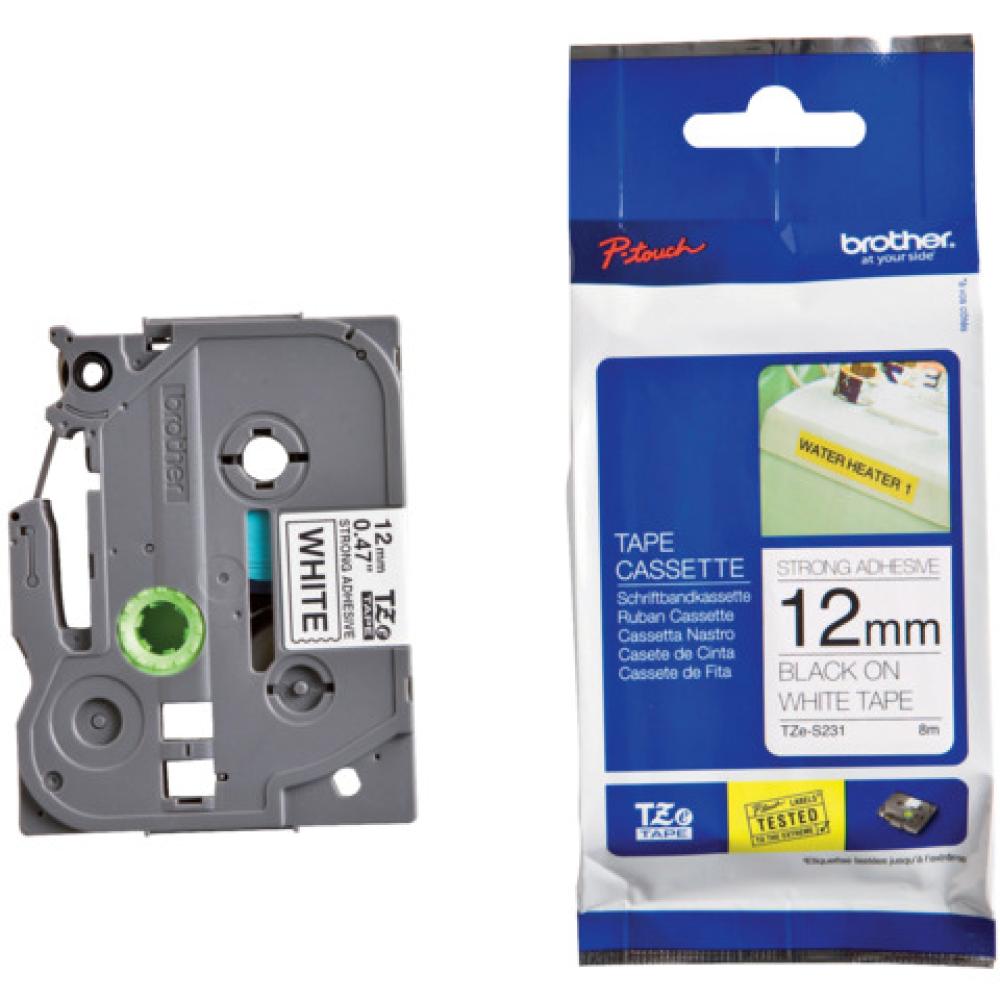 TZe-S231 Schriftbandkassette laminiert 12 mmx8 m schwarz auf weiß BROTHER TZES231 (4977766055918)