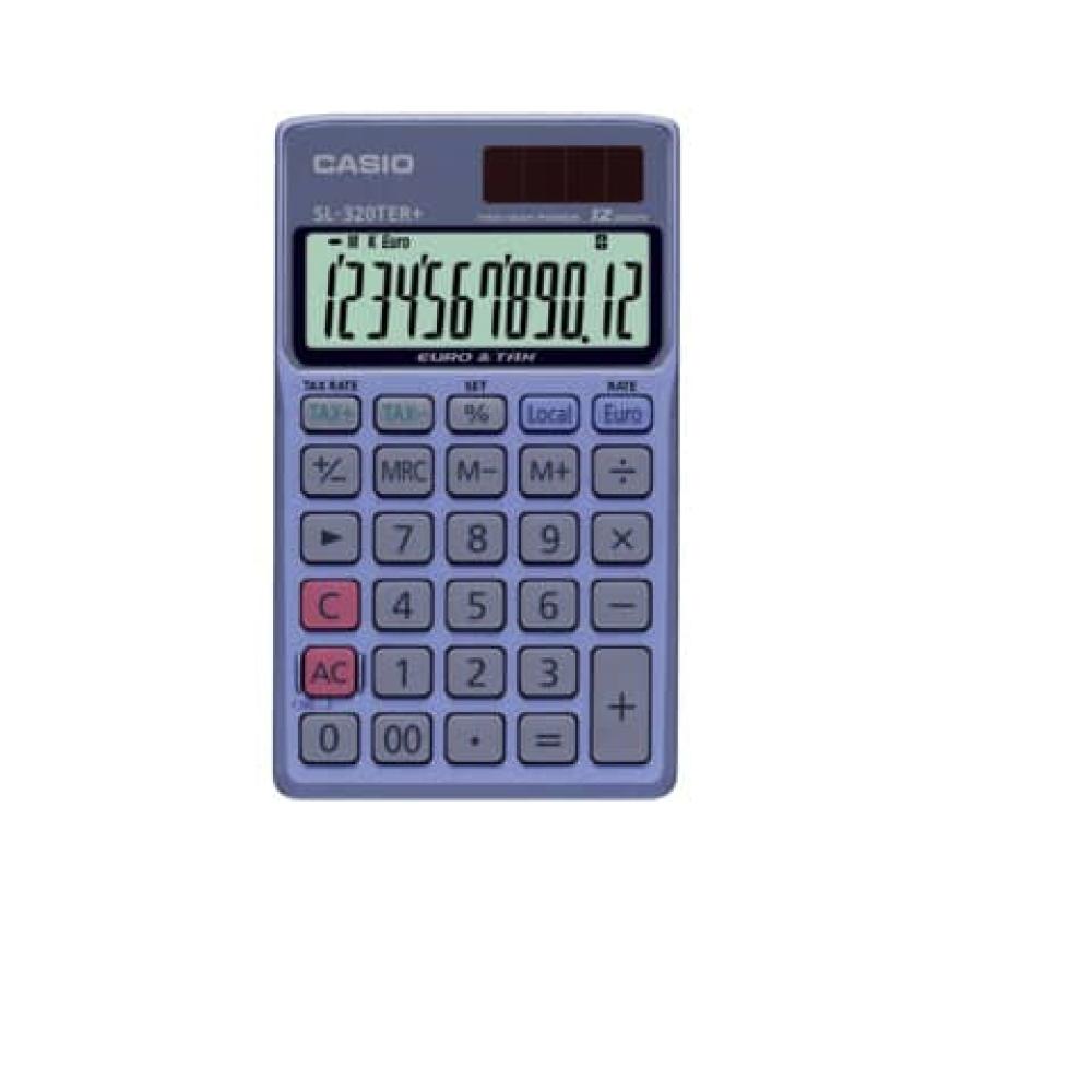 Taschenrechner Solar- Batteriebetrieb 70x8x118,5 mm blau grau Casio SL-320TER+ (4549526612367)