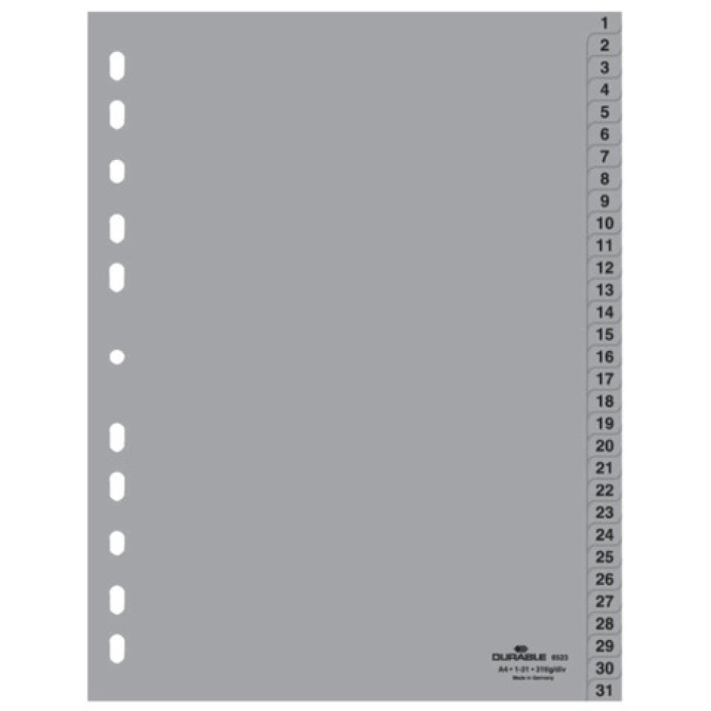 Zahlenregister PP 1 31, grau A4, 31 Blatt DURABLE 6523 10 (4005546665122)