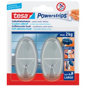Powerstrips Systemhaken ablösbar oval chrom Tragfähigkeit 2 kg TESA 58050-00012-01 (4042448105462)