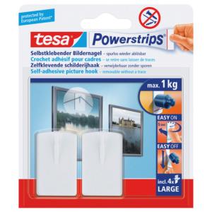 Powerstrips Bilder-Nagel ablösbar Tragfähigkeit 1 kg Rechteck weiß TESA 58031-00020-01 (4042448105707)
