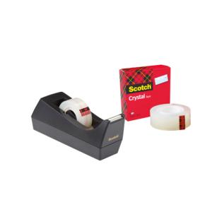 Tischabroller Sparset C38 inkl. 1 Rolle Crystal Clear Klebefilm 600, schwarz SCOTCH 83980 (4001895839801)