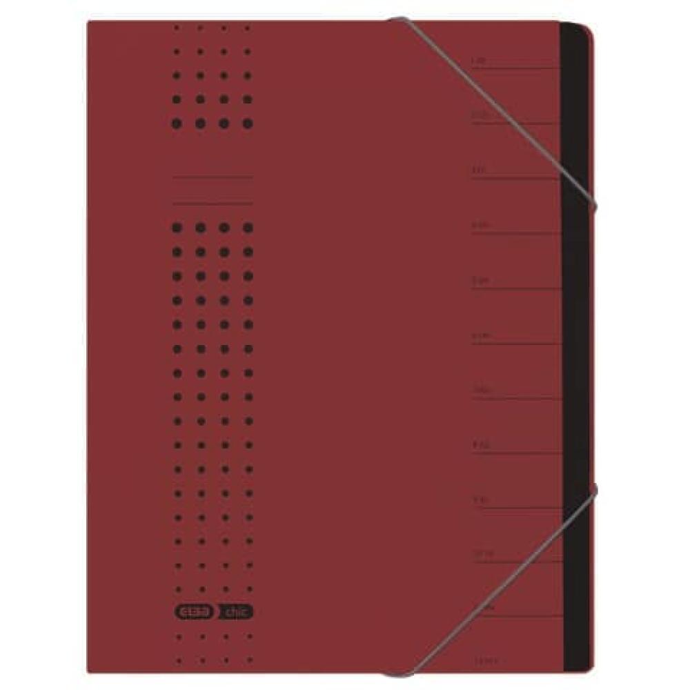 Ordnungsmappe chic 12 Fächer A4, Karton (RC) 450 g qm bordeaux ELBA 400001990 (4002030047754)