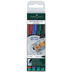 CD-Marker MULTIMARK permanent F 4 Farben Etui FABER CASTELL 151304 (4005401513049)