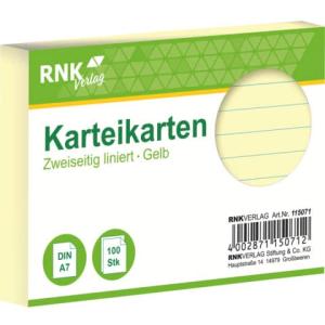 Karteikarten DIN A7, liniert gelb 100 Karten RNK 115071 (4002871150712)