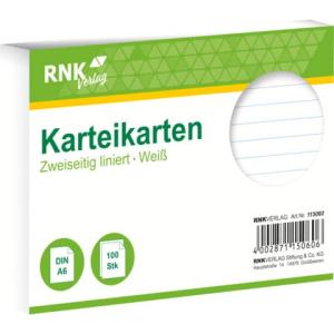 Karteikarten DIN A6, liniert weiß 100 Karten RNK 115060 (4002871150606)