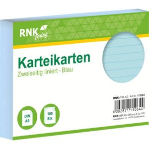 Karteikarten DIN A6, liniert blau 100 Karten RNK 115064 (4002871150644)