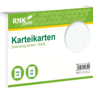 Karteikarten DIN A5, kariert weiß 100 Karten RNK 114850 (4002871148504)
