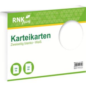 Karteikarten DIN A4, blanko weiß 100 Karten RNK 114740 (4002871147408)