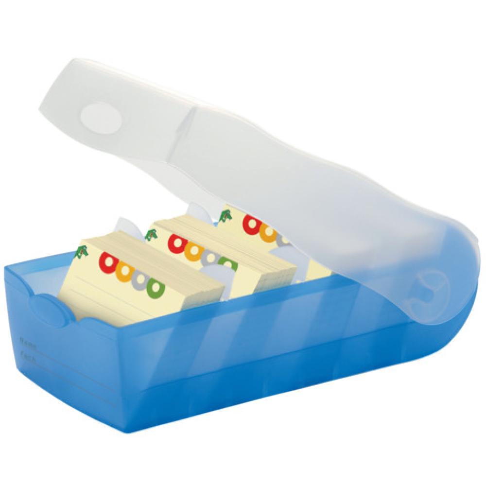 Karteibox CROCO A8 quer für 500 Karten blau-transluzent HAN 998-643 (4012473998032)