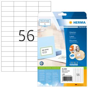 Etiketten Premium A4, weiß 52,5x21,2 mm Papier matt 1400 St. HERMA 5052 (4008705050524)
