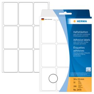 Vielzwecketiketten weiß 34x53 mm matt 288 Stück HERMA 2470 (4008705024709)