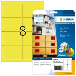 Etiketten A4 neon-gelb 99,1x67,7 mm Papier matt 160 St. HERMA 5144 (4008705051446)