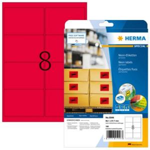 Etiketten A4 neon-rot 99,1x67,7 mm Papier matt 160 St. HERMA 5046 (4008705050463)