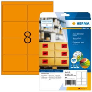 Etiketten A4 neon-orange 99,1x67,7 mm Papier matt 160 St. HERMA 5145 (4008705051453)