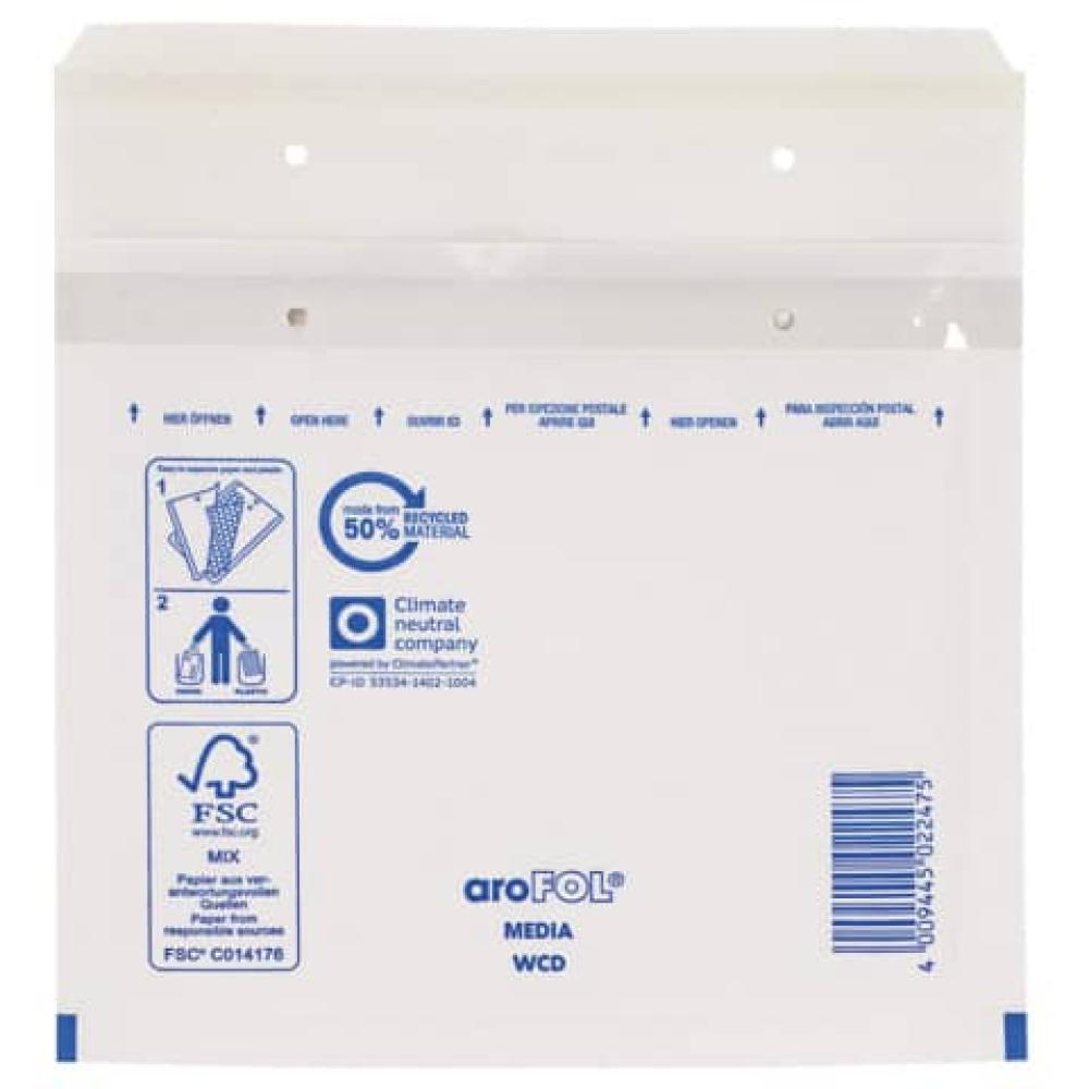 Luftpolstertaschen CD 180x165 mm weiß 10 Stück AROFOL 2FVAF000191 (4009445808840)
