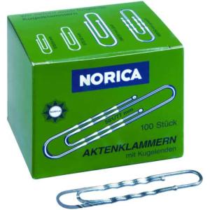 Aktenklammern mit Kugelenden 77 mm gewellt verzinkt 100 Stück NORICA 2262 (4007735022624)