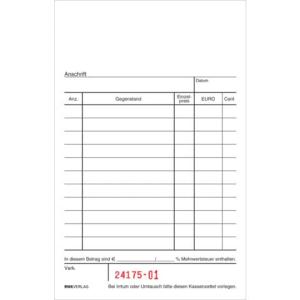 Kassenblock oben geheftet 2x50 Blatt (BxH): 96x167 mm mit Nummerierung RNK 2952 (4002871295208)